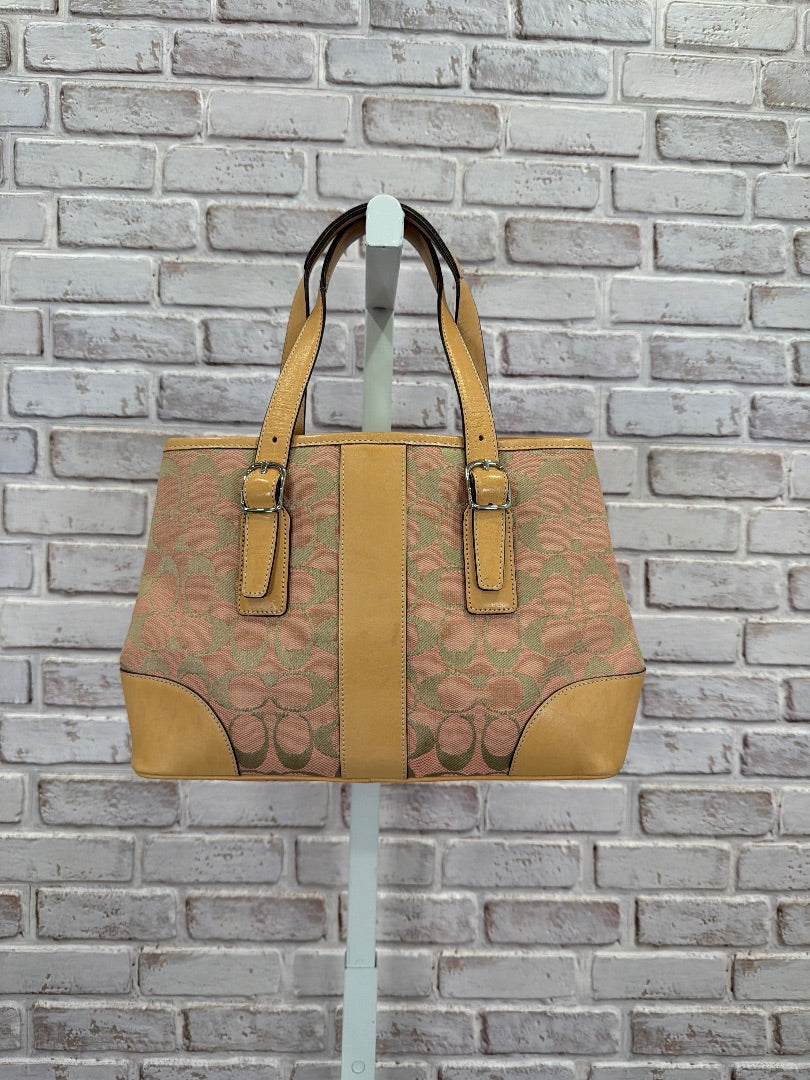 Coach Handbag, pink/tan, One Size, Used - Good