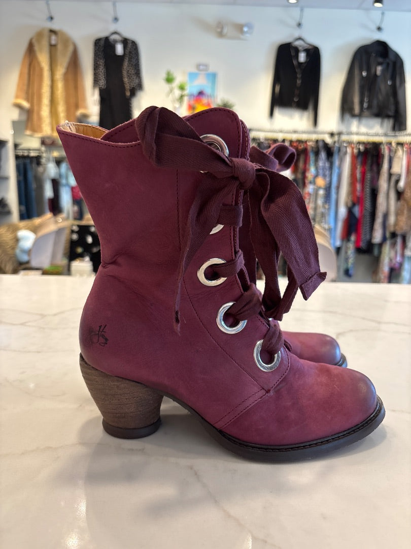 John Fluevog Gladstone Booties, Maroon, 8.5