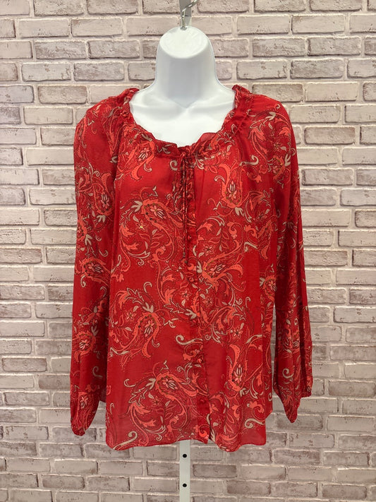 Talbots Shirt, Red multi, Large, Used - Good