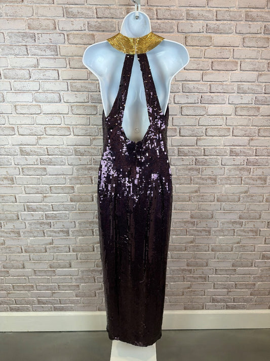 AJ bari Silk beaded and sequin Dress, Purple/gold, 8, Used - Excellent
