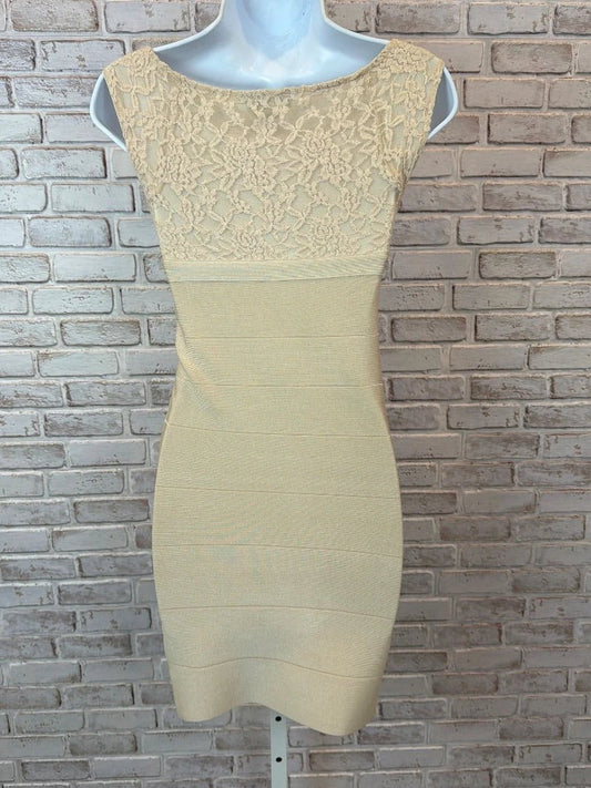 Bebe Lace Dress – Beige, Size XS – Excellent Condition