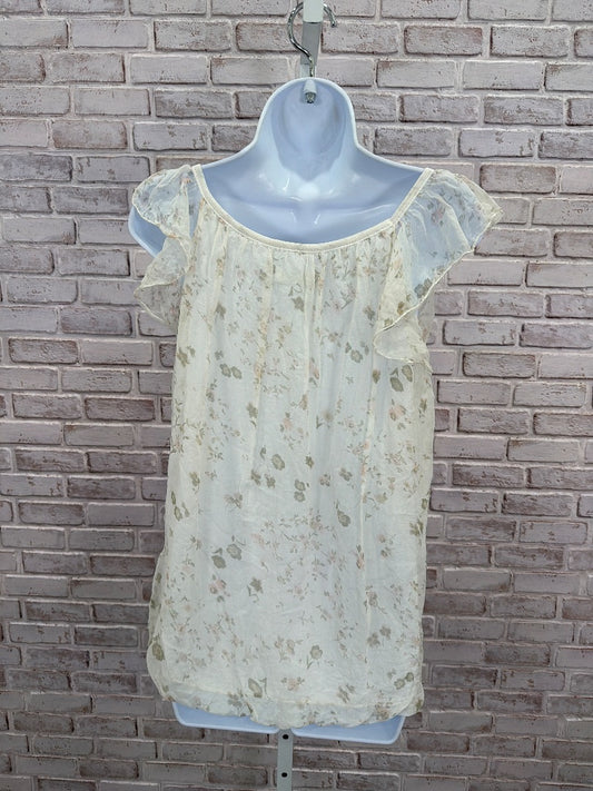 Luisa Ricci Shirt, white floral, Medium, Used - Good