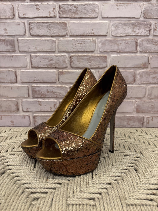 Sergio Rossi Heels, Gold, 37.5, Used - Good