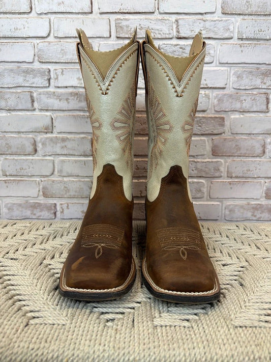Ariat Round Up Rio Cowgirl Boots - Brown Multi, Size 10 - Excellent Condition