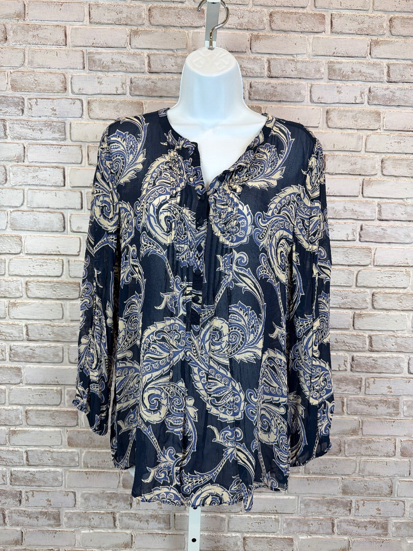 Lucky Brand Shirt, navy multi, Large, Used - Good