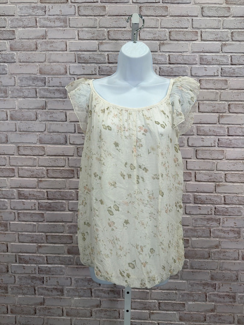 Luisa Ricci Shirt, white floral, Medium, Used - Good