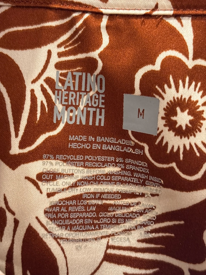 Latino heritage month Shirt, Brown multi, Medium, Used - Good
