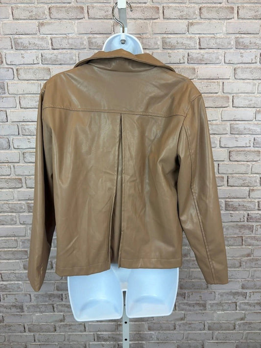 Andree Outerwear - Jacket / Coat – Andree Faux Leather Jacket, Beige, Small, Used - Excellent
