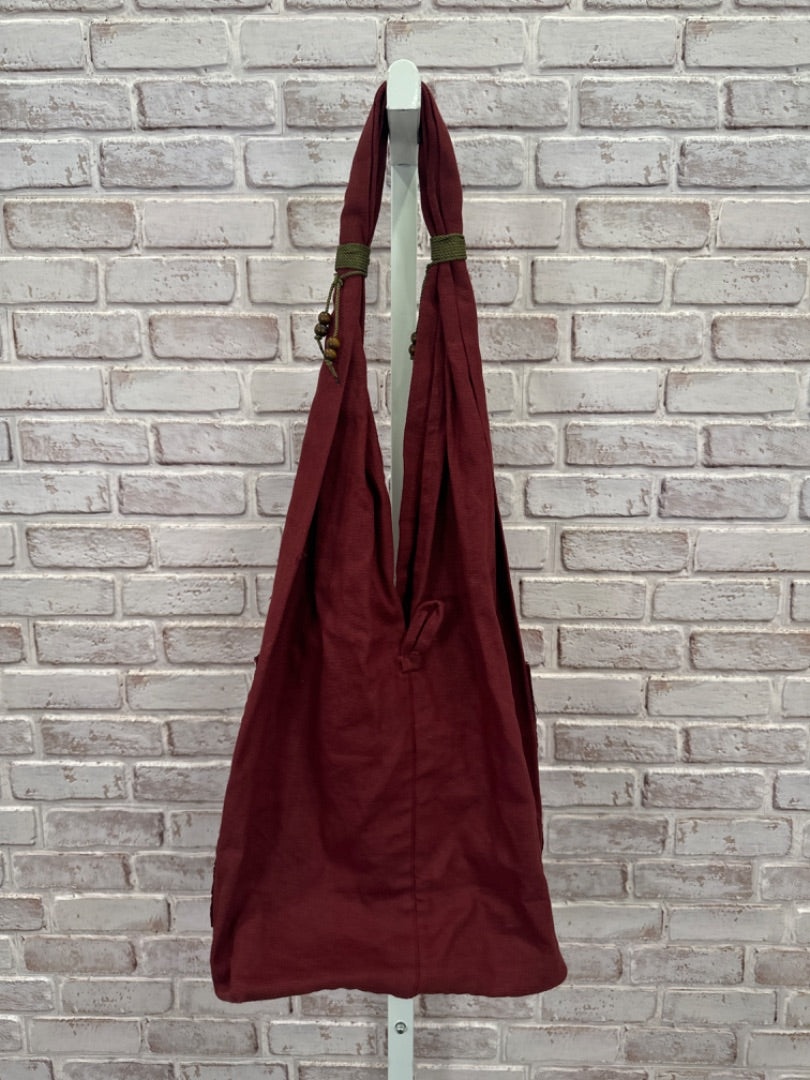 Maroon multi various handbag, one size