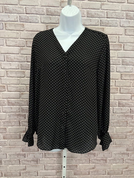 Tahari Shirt, Black/white polka dots, Small, Used - Good
