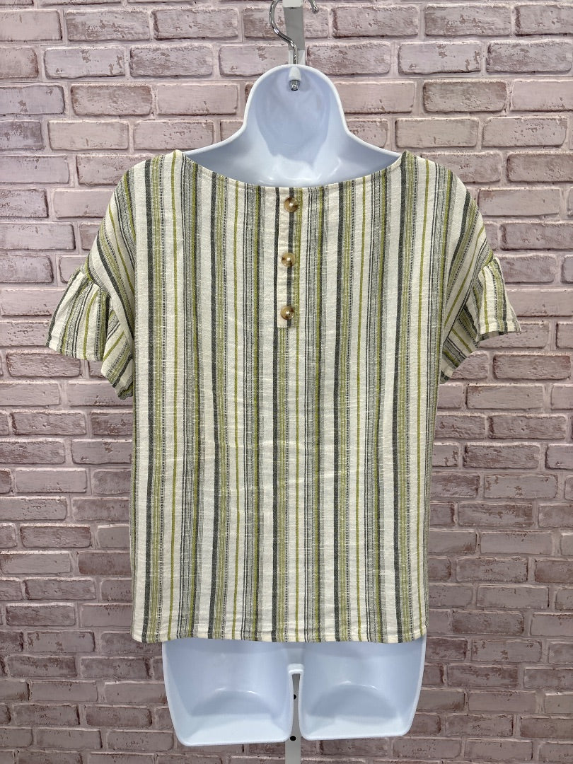 Tribal jeans Shirt, Green stripes, XS, Used - Good