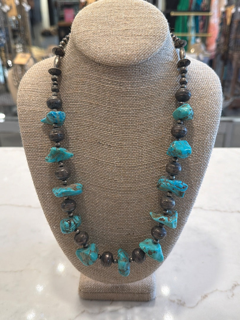 Various Necklace, bronze/turquoise, One size, used - Good