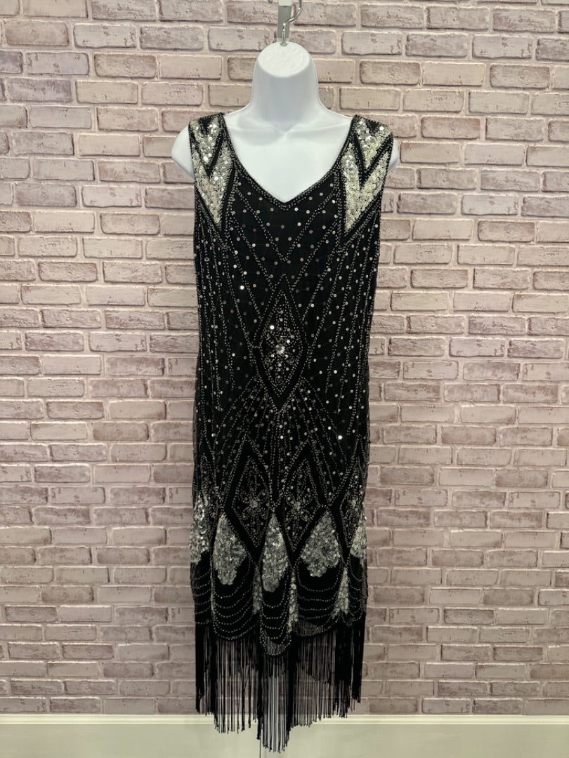 Pretty Guide Flapper Dress, Black/silver, Large, Used - Excellent