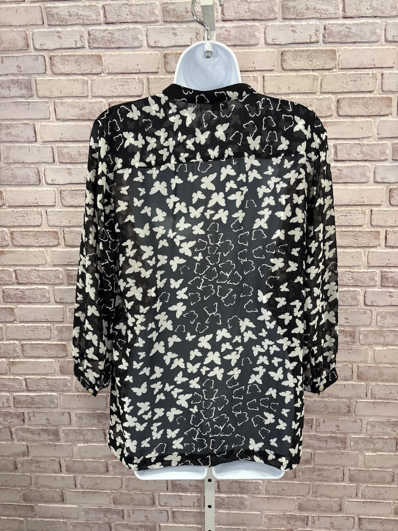 Charter club Shirt, Black/white, Medium, Used - Good