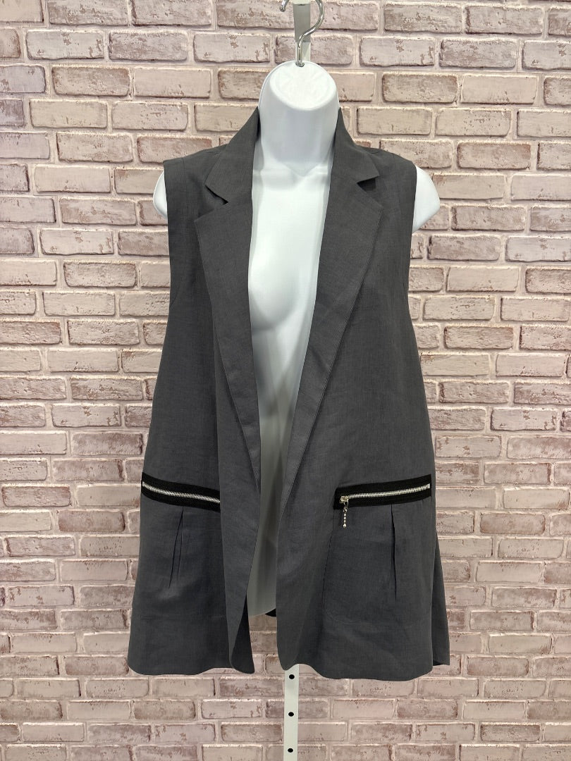 Comfy USA Sleeveless blazer, Grey, Small, Used - Good