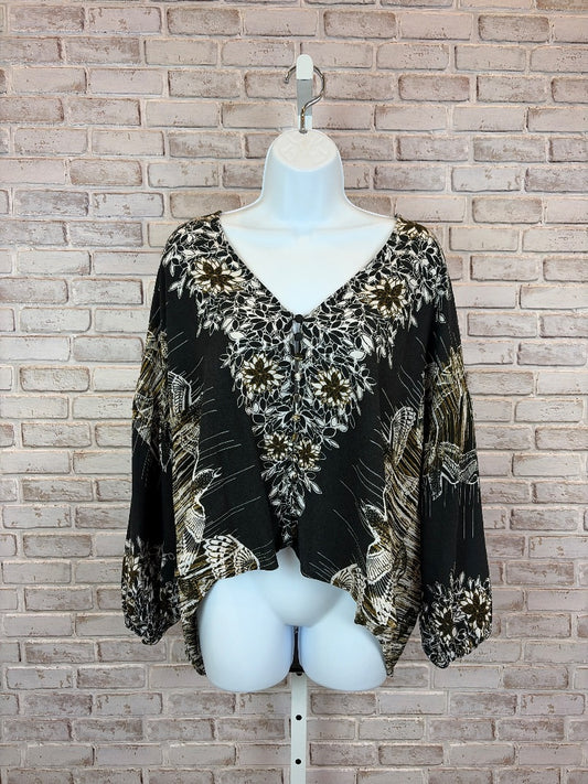 Free People Shirt, Black multi, Small, Used - Good