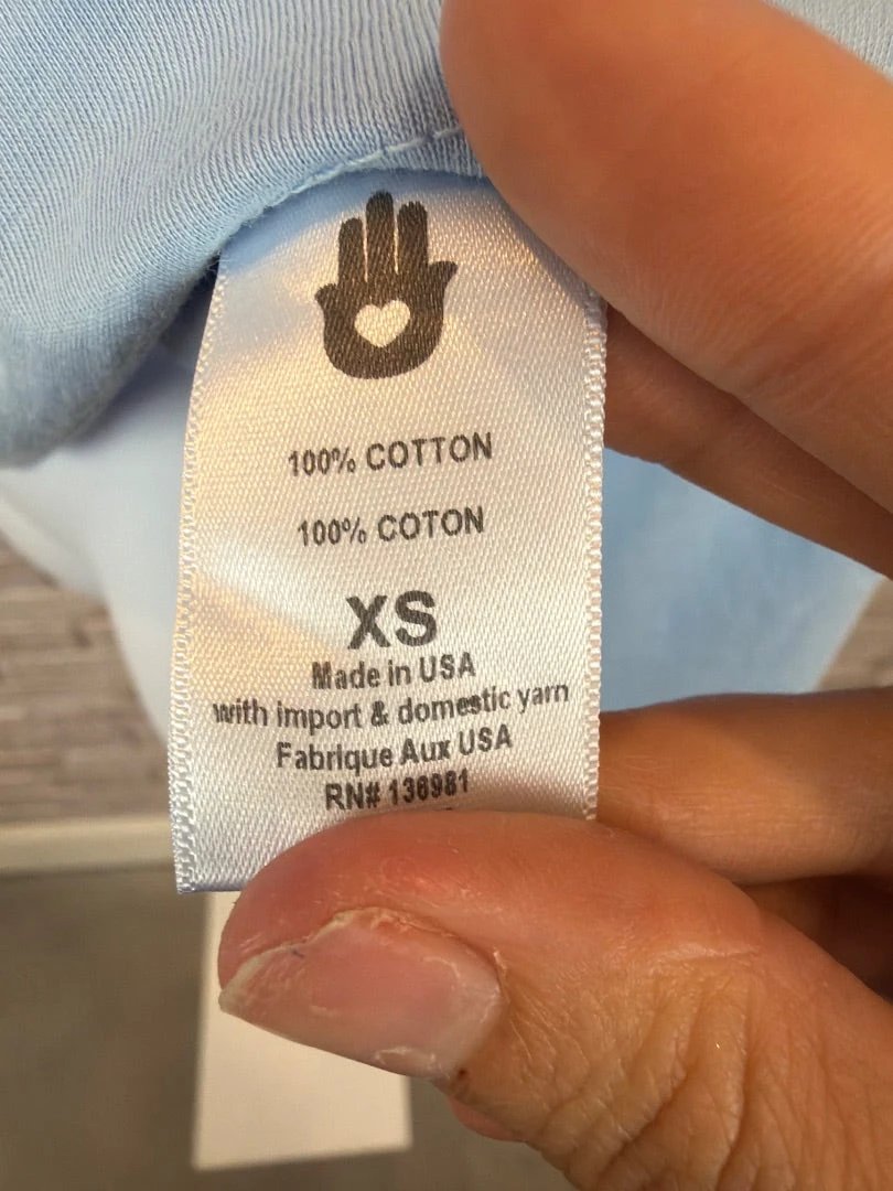 Gentle Gangster Top - Shirt – Gentle Gangster “Love” Shirt, Blue/rose gold, XS, New With Tags