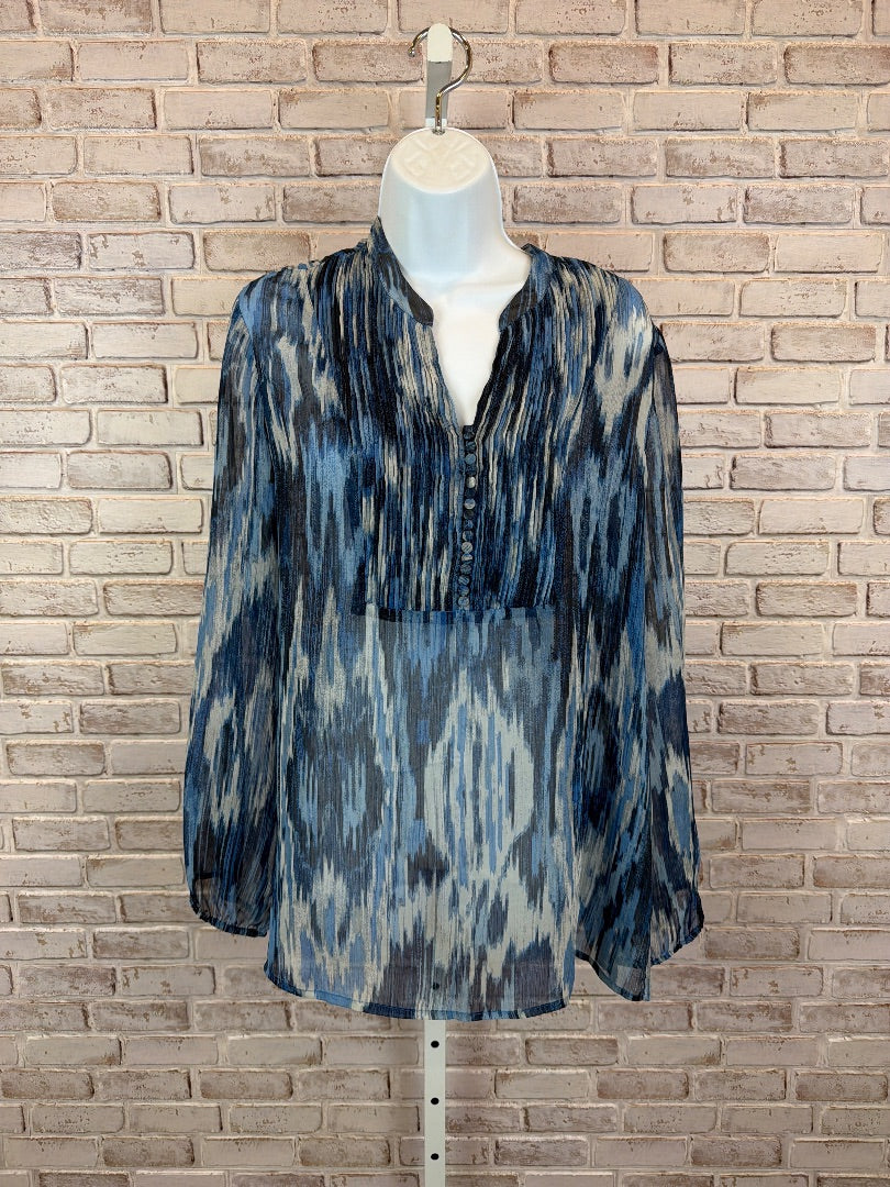 Chicos Shirt, blue multi, 1, Used - Good