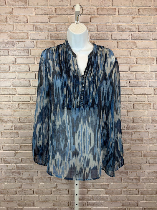 Chicos Shirt, blue multi, 1, Used - Good