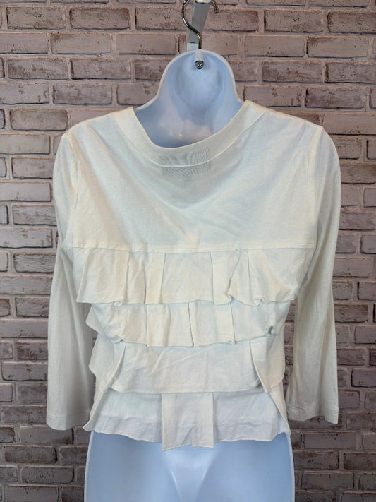 Bcbgmaxazria Top - Cardigan – Bcbgmaxazria Ruffle Cardigan, White, Small, Used - Excellent
