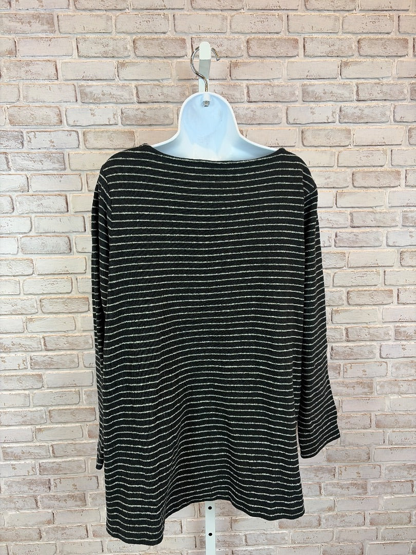 J.Jill Sweater, Black/white stripes, XL, Used - Good
