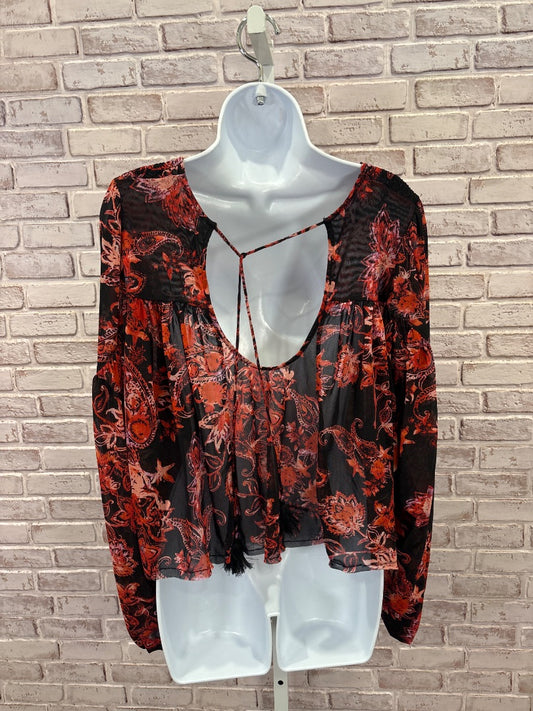 Free People Shirt, Black/red, Medium, Used - Good