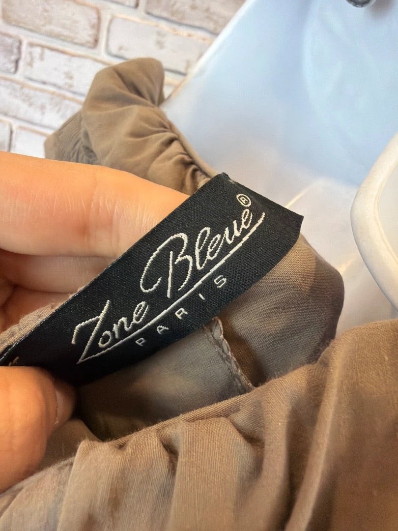 Zone Bleue Outerwear - Jacket / Coat – Zone Bleue Ruffled Jacket, Brown, Large, Used - Excellent