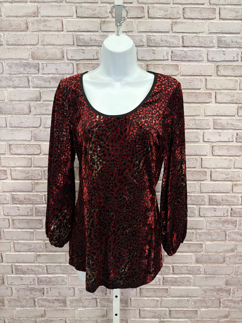 Karen Kane Shirt, black/red, Large, Used - Good