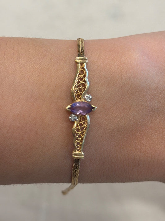 Various Bracelet, Gold/purple, One Size, Used - Good