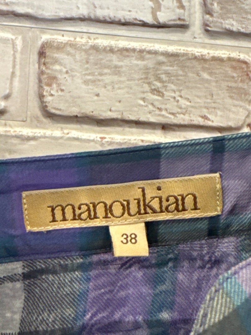 Manoukian Shirt, Purple plaid, Medium, Used - Good - Chill Boutique Consignment