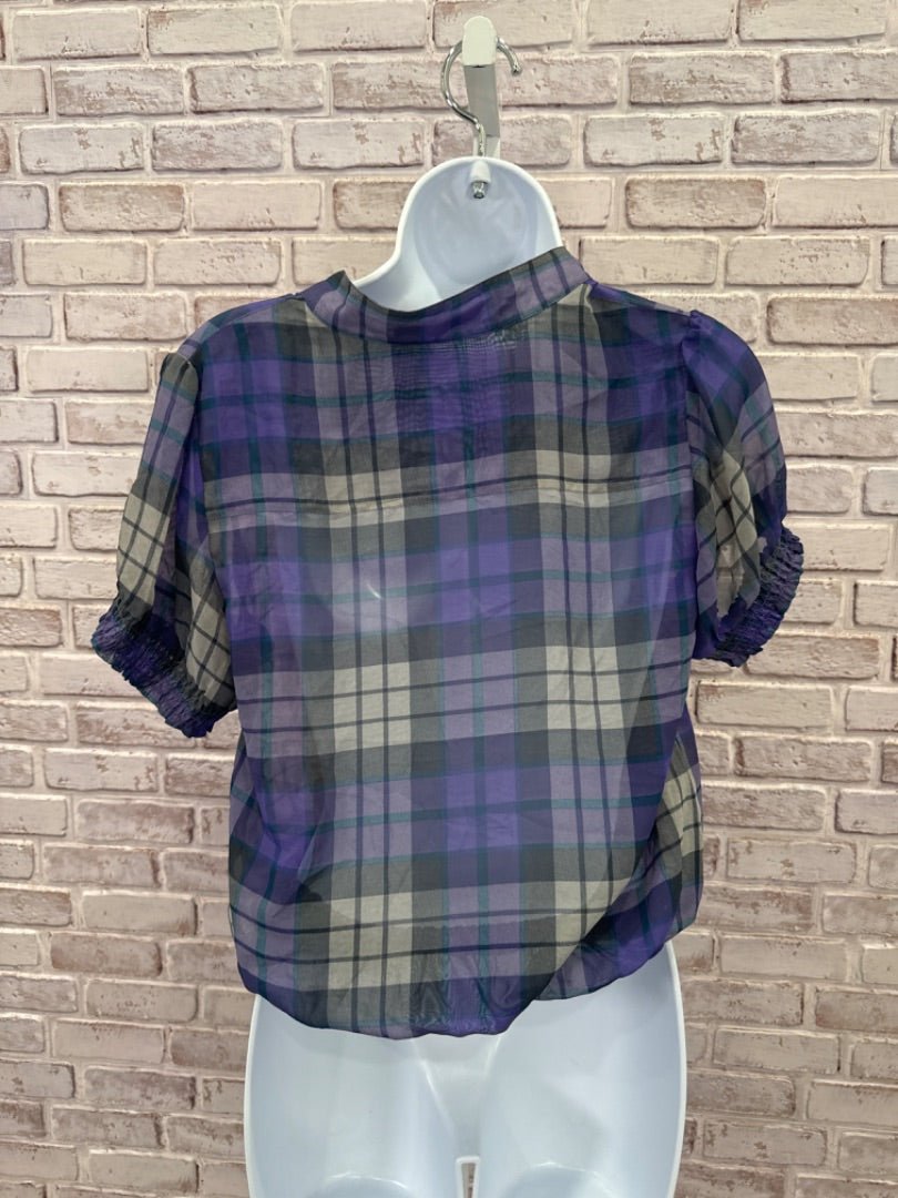 Manoukian Shirt, Purple plaid, Medium, Used - Good - Chill Boutique Consignment