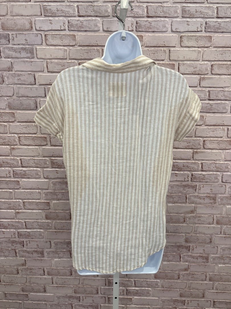 Rails Shirt, Brown/white stripes, XS, Used - Good - Chill Boutique Consignment