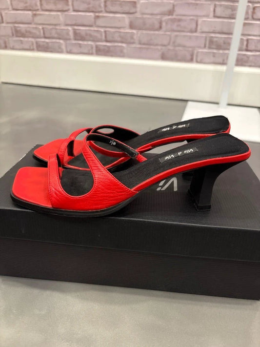 vis a vie Heels, Red, 7.5, Used - Good - Chill Boutique Consignment