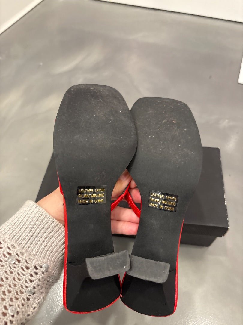 vis a vie Heels, Red, 7.5, Used - Good - Chill Boutique Consignment