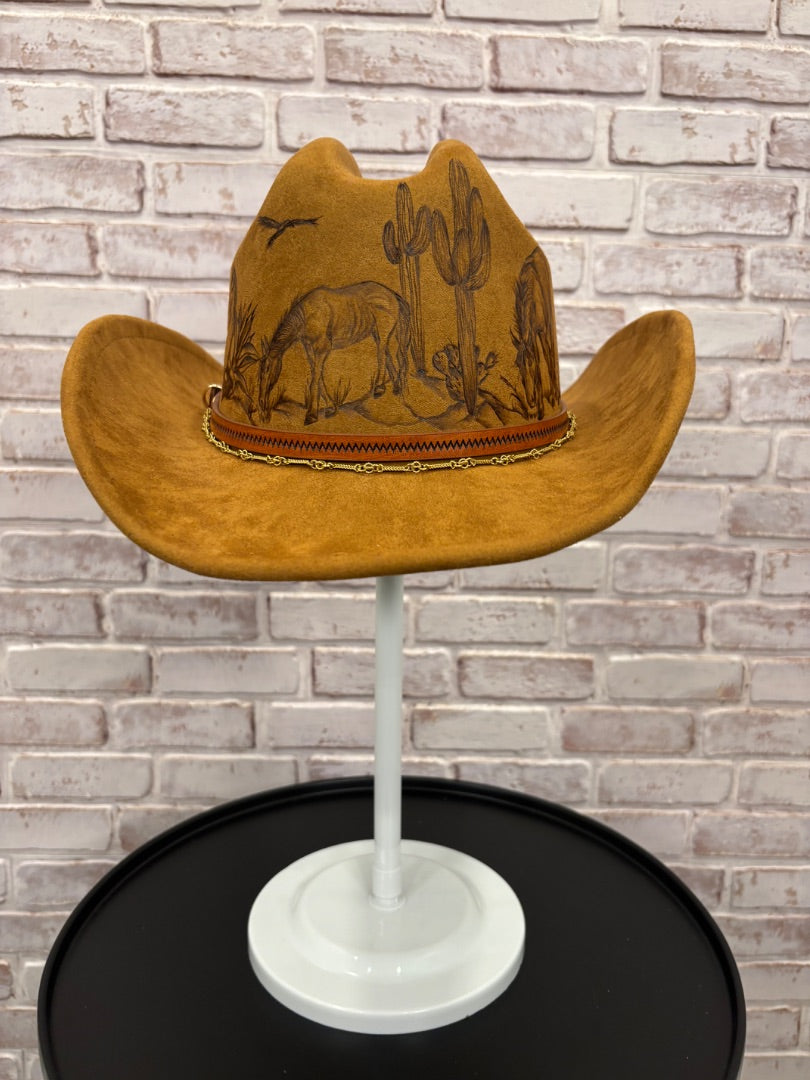 Sun Kissed Fedoras Cowgirl Hat, Rust, Medium, Used - Good