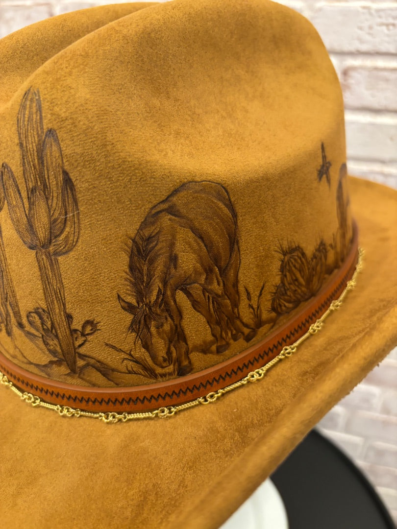 Sun Kissed Fedoras Cowgirl Hat, Rust, Medium, Used - Good