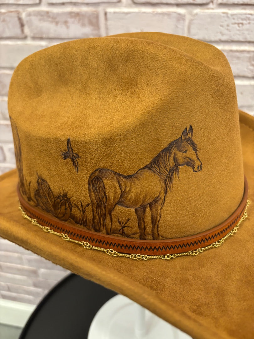 Sun Kissed Fedoras Cowgirl Hat, Rust, Medium, Used - Good