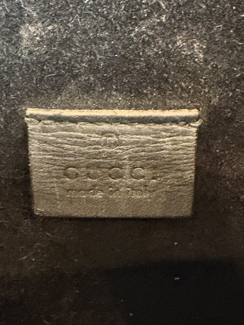 Gucci GG Supreme Monogram Suede Crystal Small Dionysus Shoulder Bag Beige Ebony Black interior Handbag, Beige Ebony Taupe, One Size, Used - Excellent