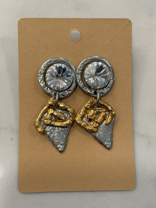 J Jansen earrings, silver/gold, One Size