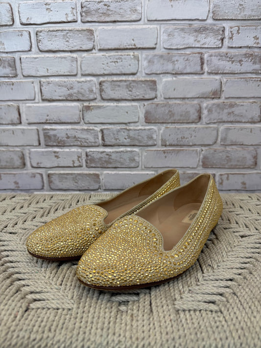 Valentino Garavani Glam Micro-Rockstud Ballet Flats, Gold, 39.5, Used - Excellent