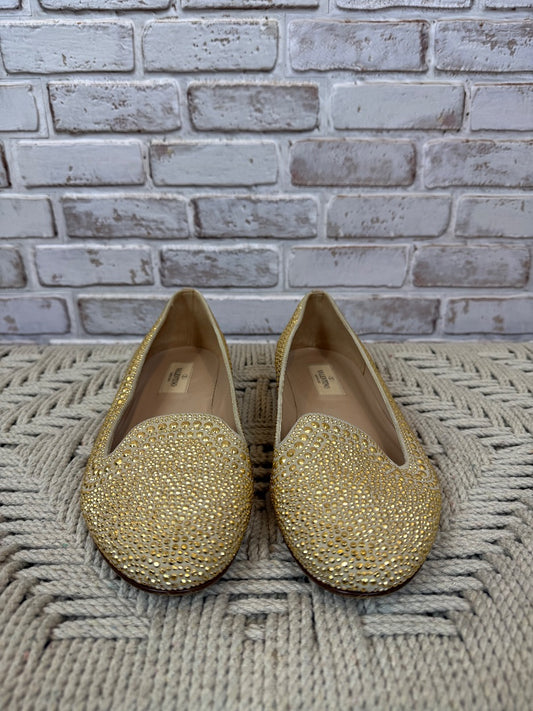 Valentino Garavani Glam Micro-Rockstud Ballet Flats, Gold, 39.5, Used - Excellent