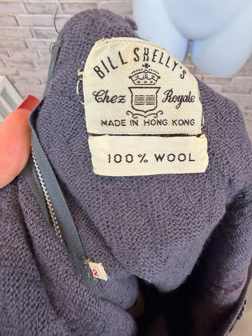 Bill Shelly’s Chez Royale Vintage 1960s Sequin and Beaded Fringe Dress, Black/charcoal grey, 12, Used - Excellent