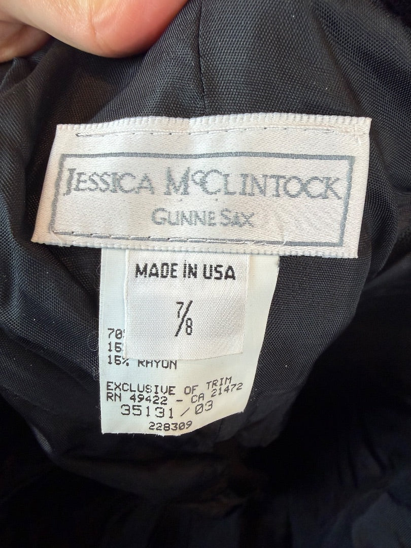 Jessica McClintock for Gunne Sax Dress, Black/gold, 8, Used - Excellent