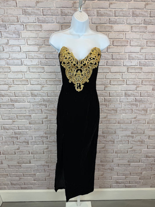 Jessica McClintock for Gunne Sax Dress, Black/gold, 8, Used - Excellent