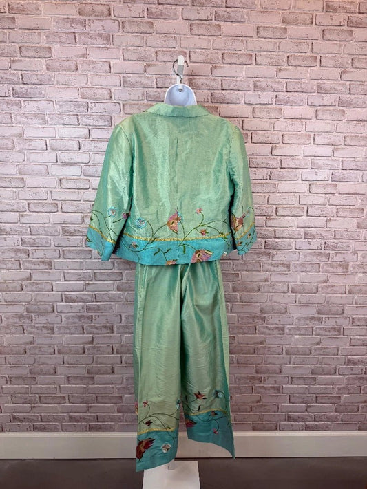 Renato Nucci Matching Clothing Set – Vintage 1990s French Designer Renato Nucci Matching Clothing Set, Turquoise multi, 40/46, Used - Good [Live 2.15]