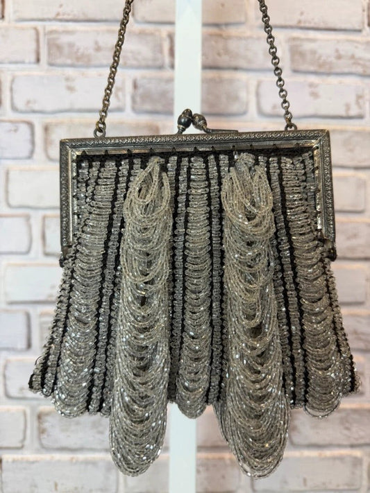 Various Bag - Other – Various Vintage 1920-1930s Beaded Pochette Bag, Silver/black, One Size, Used - Excellent [Live 2.15]