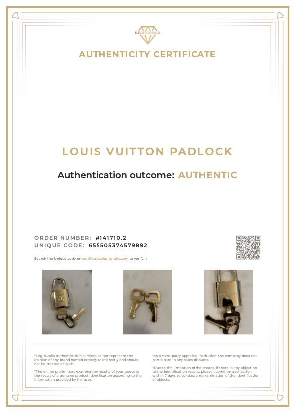 Louis Vuitton Padlock, Gold, One Size, Used - Good