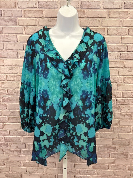 Chicos Shirt, Black/teal, Medium/1, Used - Good - Chill Boutique Consignment