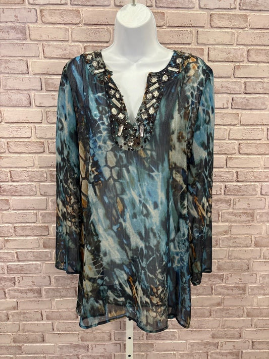 Chicos Shirt, Teal multi, Medium/1, Used - Good - Chill Boutique Consignment