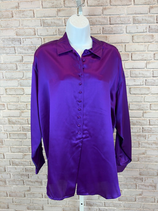 Carole Little Silk Shirt, Purple, 4, Used - Good